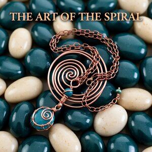 Teal Blue & Copper Statement Necklace ~ Uniquely Wire Wrapped Apatite Pendant